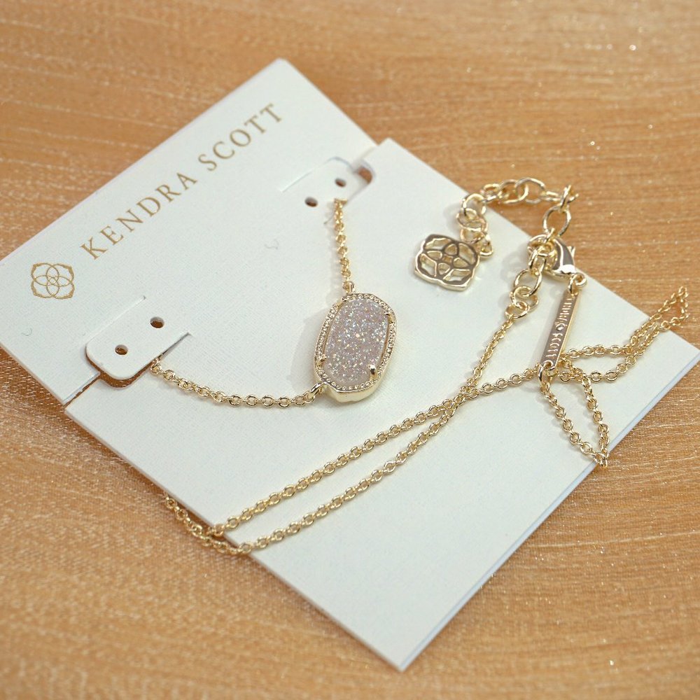 Kendra Scott Elisa Gold Necklace in Iridescent Drusy with Dust Bag - Picture 4 of 4